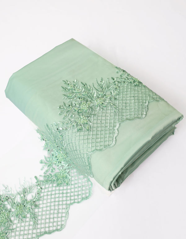 Beaded Border Lace Mix and Match - (Mint Green) + Satin (Mint Green)